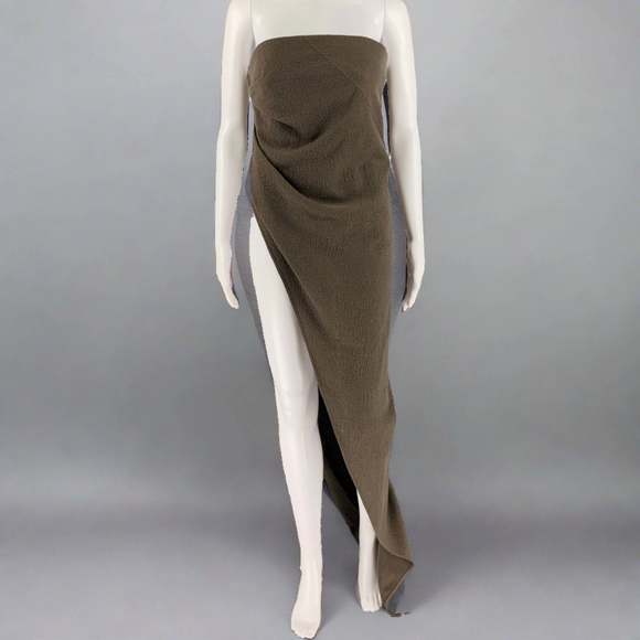 RICK OWENS Dresses & Skirts - RICK OWENS FW23 Grey Taupe Wool Strapless Long Gown